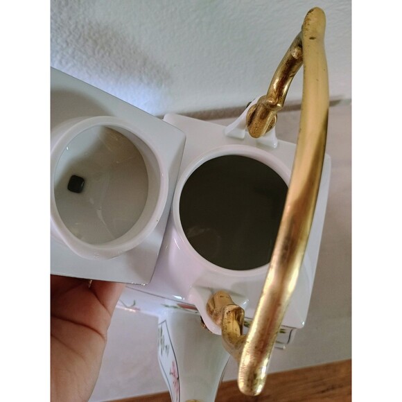 Vintage 1986FP Japan Fine China Teapot with Stand 3 Piece Floral Birds 11” - Picture 9 of 13